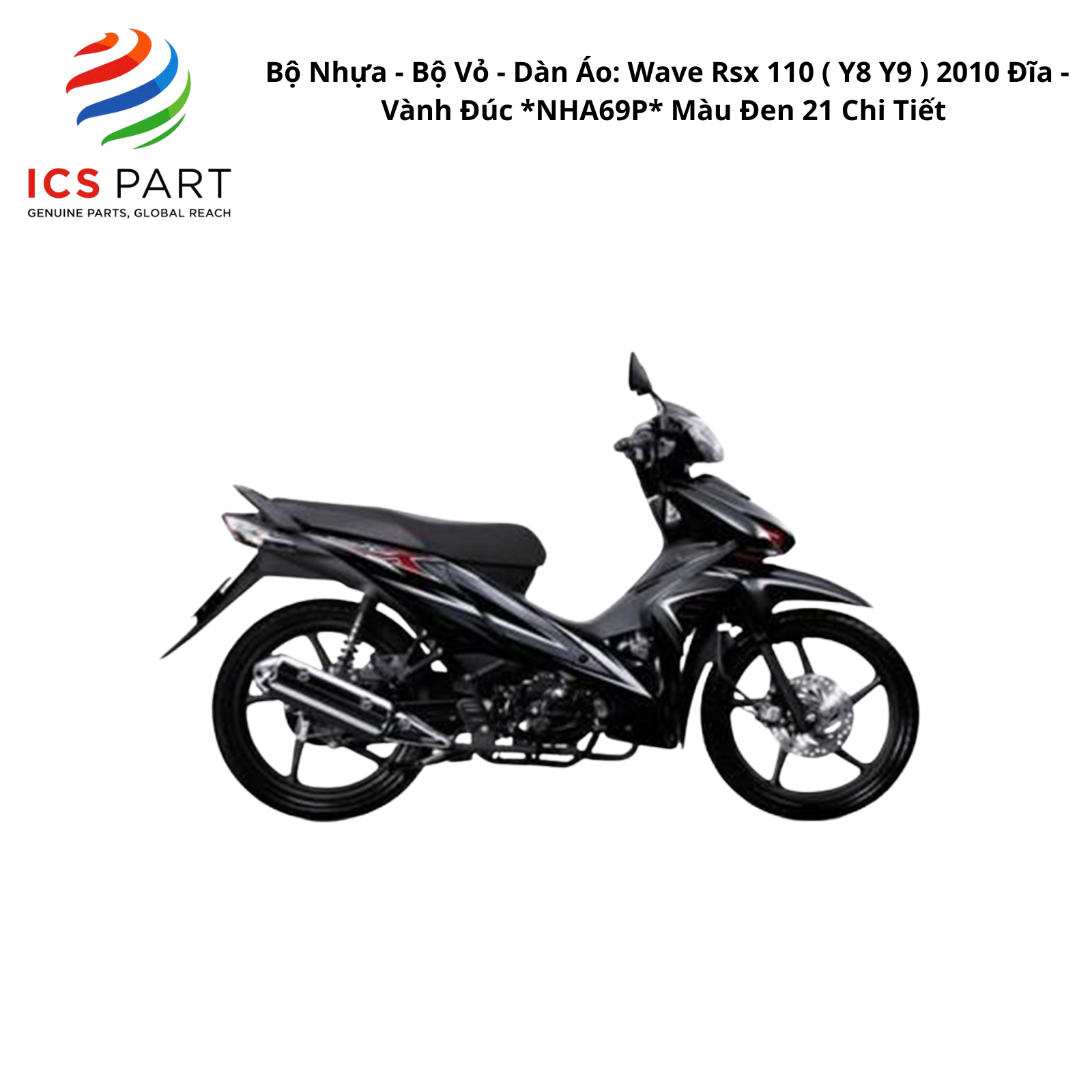 Bộ Nhựa - Bộ Vỏ - Dàn Áo WAVE RSX 110 - K03-V70 | 2010 ( Y8 Y9 ) 2010 Đĩa - Vành Đúc *NHA69P* Màu Đen 21 Chi Tiết