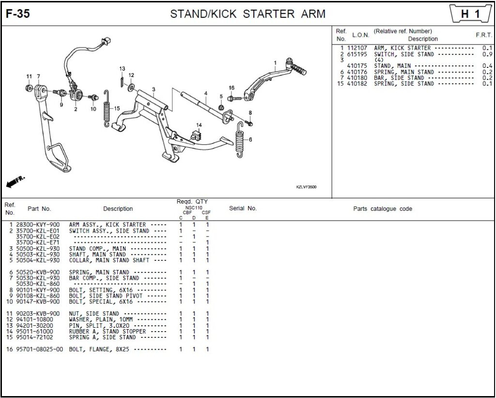 F-35 - STAND/KICK STARTER ARM
