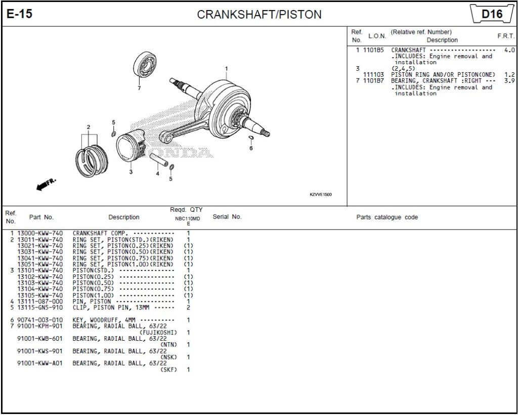 E-15 - CRANKSHAFT/PISTON