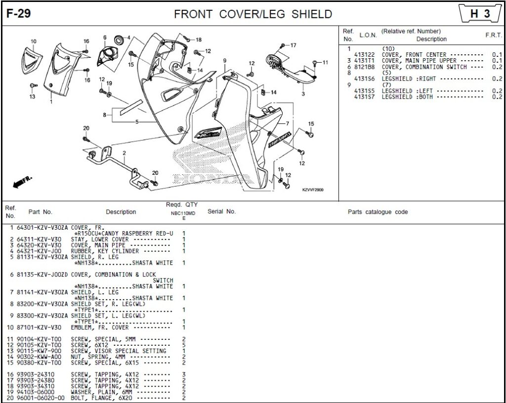 F-29 - FRONT COVER/LEG SHIELD