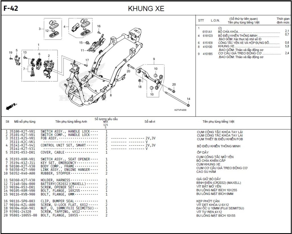 F-42 - KHUNG XE