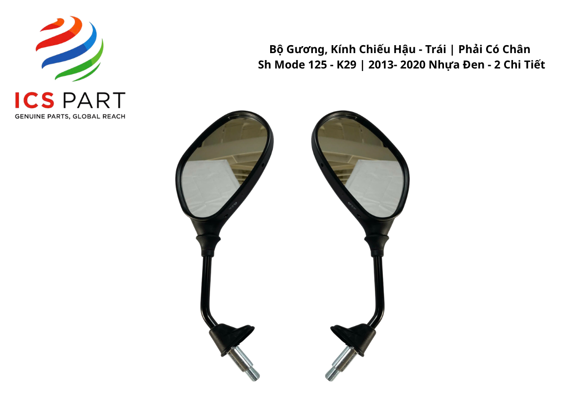 Bộ Gương, Kính Chiếu Hậu - Trái | Phải Có Chân Sh Mode 125 - K29 | 2013 - 2020 2013 - 2020 Nhựa Đen - 2 Chi Tiết