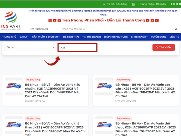 Địa chỉ mua phụ tùng Honda chính hãng theo mã xe