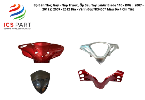 Bộ Bàn Thờ, Gáy - Nắp Trước, Ốp Sau Tay Lái Air Blade 110 - KVG | 2007 - 2012 ( ) 2007 - 2012 Đĩa - Vành Đúc *R340C* Màu Đỏ 4 Chi Tiết