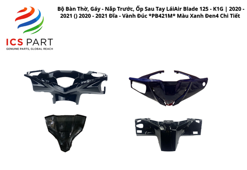 Bộ Bàn Thờ, Gáy - Nắp Trước, Ốp Sau Tay Lái Air Blade 125 - K1G | 2020 - 2021 ( ) 2020 - 2021 Đĩa - Vành Đúc *PB421M* Màu Xanh Đen 4 Chi Tiết