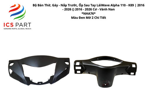 Bộ Bàn Thờ, Gáy - Nắp Trước, Ốp Sau Tay Lái Wave Alpha 110 - K89 | 2016 - 2026 ( ) 2016 - 2026 Cơ - Vành Nan *NHA76* Màu Đen Mờ 2 Chi Tiết