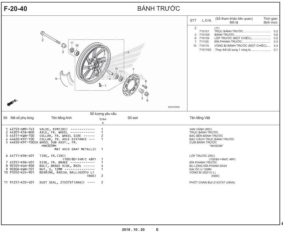 F-20-40 - BÁNH TRƯỚC