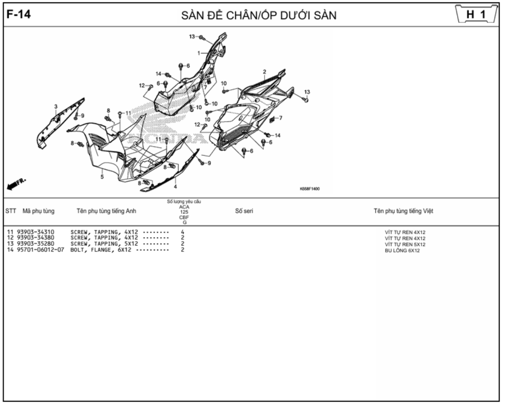 F-14 - SÀN ĐỂ CHÂN/ỐP DƯỚI SÀN