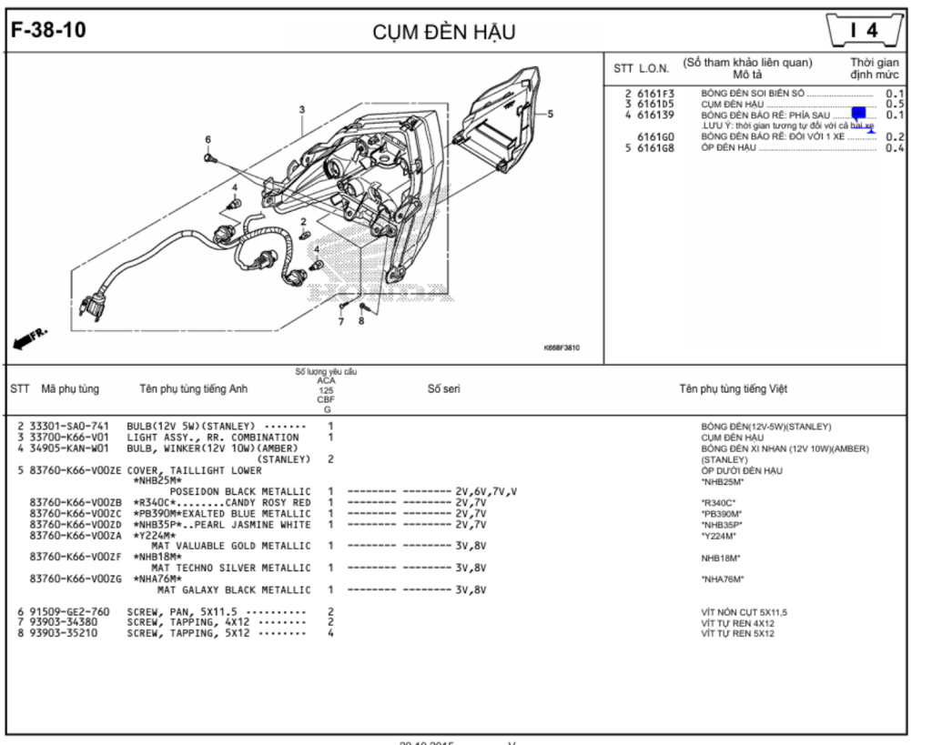 F-38-10 - CỤM ĐÈN HẬU