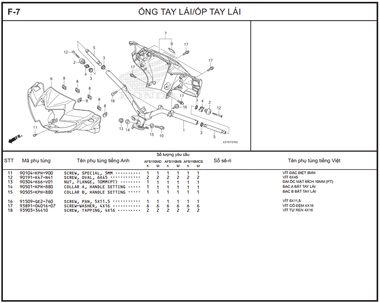 F-7 - ỐNG TAY LÁI/ỐP TAY LÁI