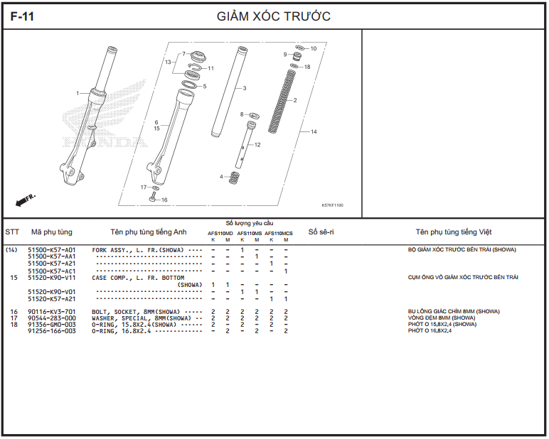 F-11 - GIẢM XÓC TRƯỚC