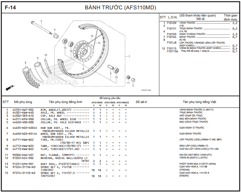 F-14 - BÁNH TRƯỚC (AFS110MD)