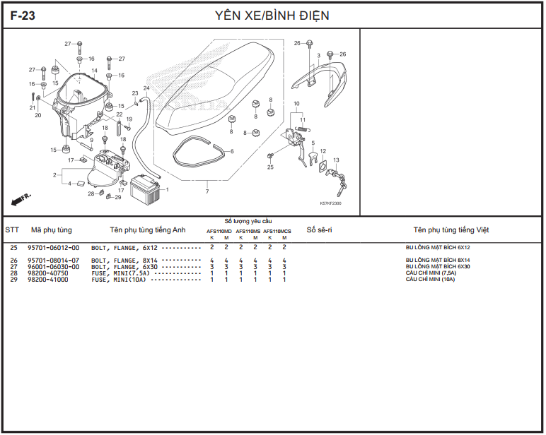 F-23 - YÊN XE / BÌNH ĐIỆN