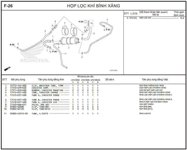 F-26 - HỘP LỌC KHÍ BÌNH XĂNG
