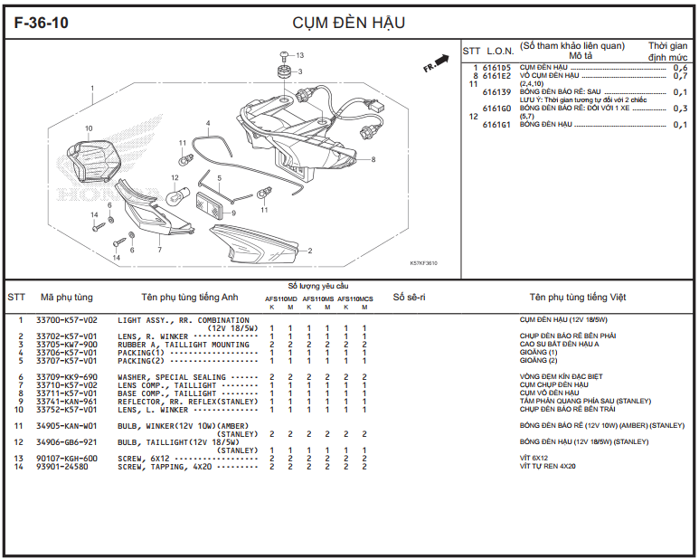 F-36-10 - CỤM ĐÈN HẬU