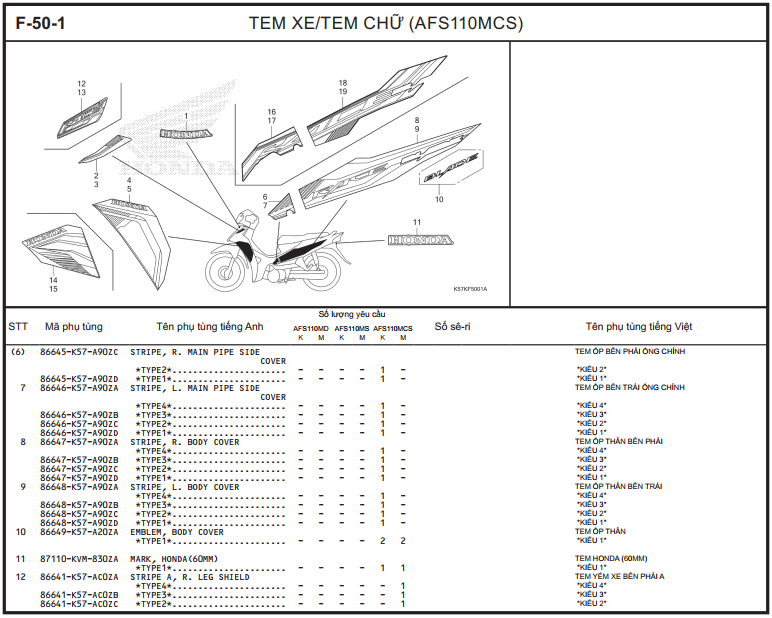 F-50-1 - TEM XE/TEM CHỮ (AFS110MCS)