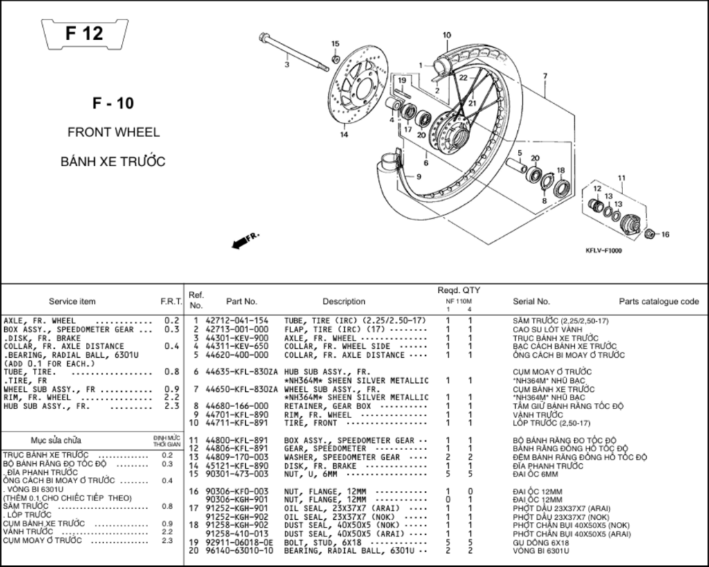 F-10 - FRONT WHEEL
