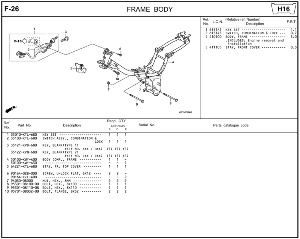 F-26 - FRAME BODY