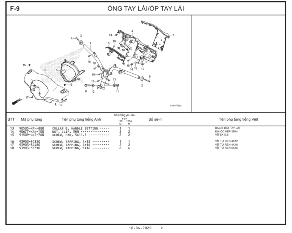 F-9 - ỐNG TAY LÁI/ỐP TAY LÁI