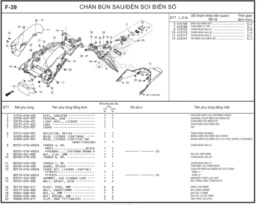 F-39 - CHẮN BÙN SAU/ĐÈN SOI BIỂN SỐ