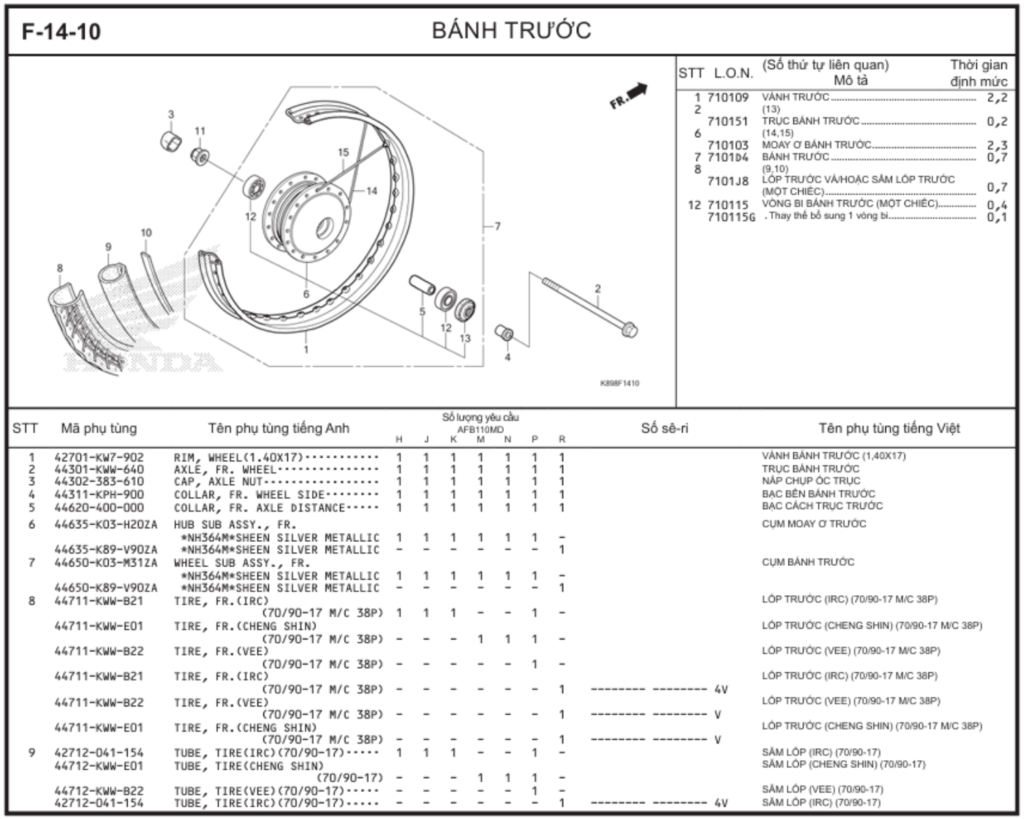 F-14-10 - BÁNH TRƯỚC