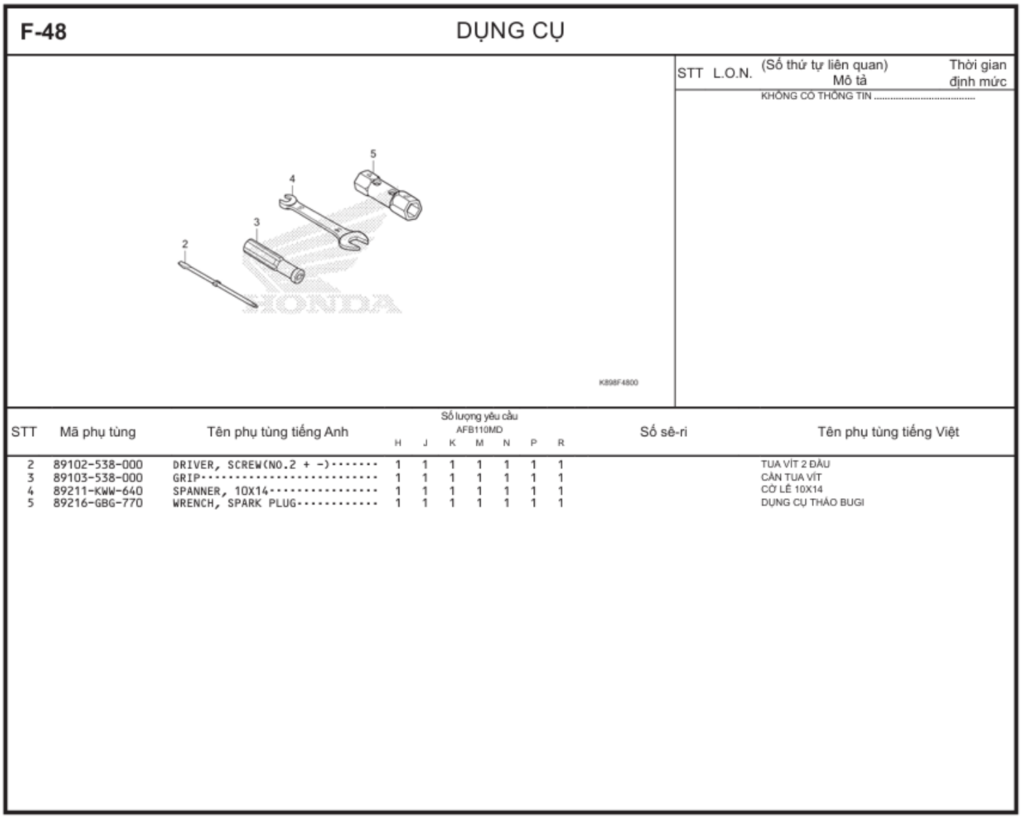 F-48 - DỤNG CỤ