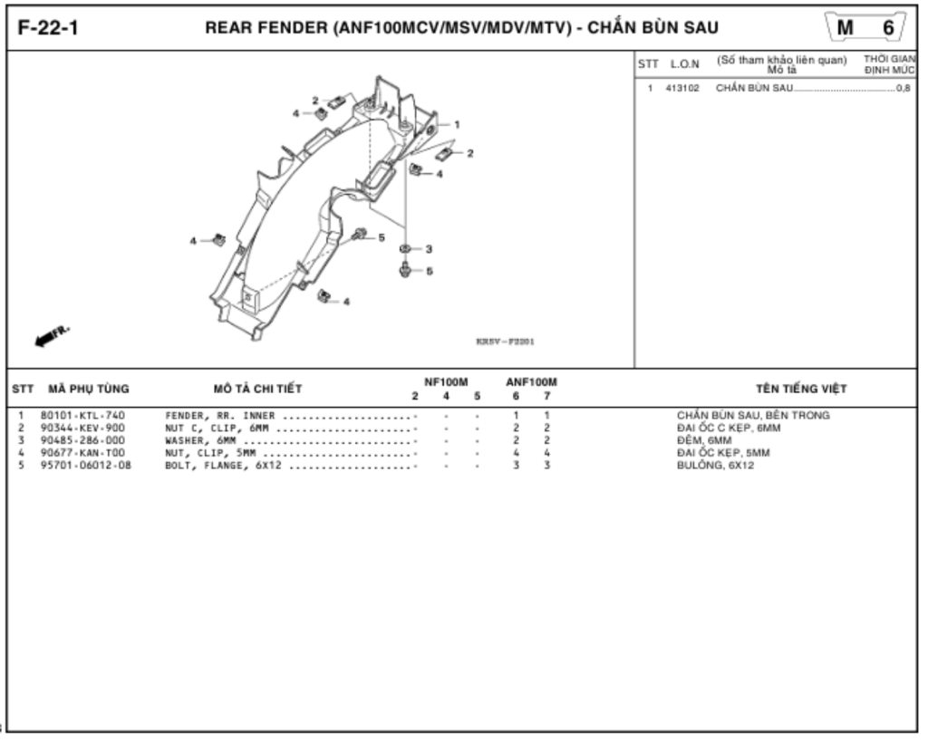 F-22-1 - REAR FENDER (ANF100MCV/MSV/MDV/MTV)