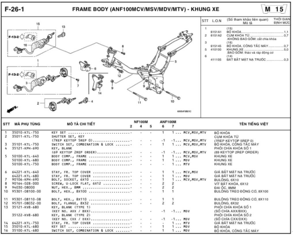F-26-1 - FRAME BODY (ANF100MCV/MSV/MDV/MTV)