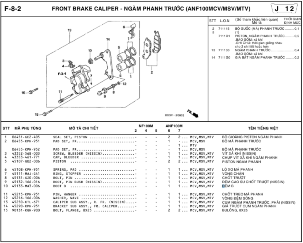 F-8-2 - FRONT BRAKE CALIPER