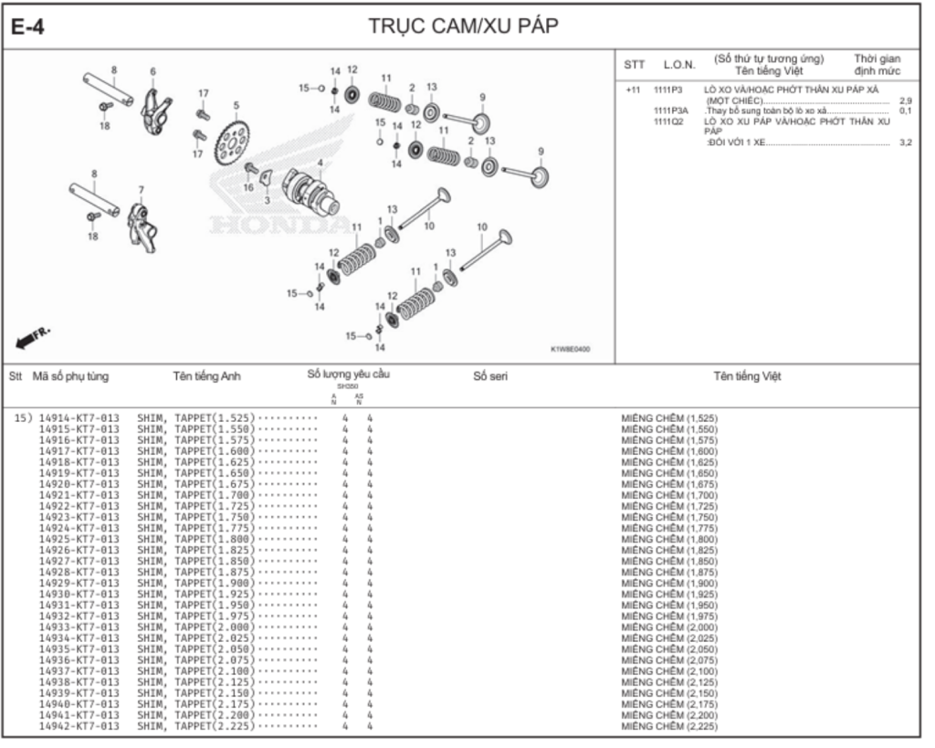 E-4 - TRỤC CAM/XU PÁP