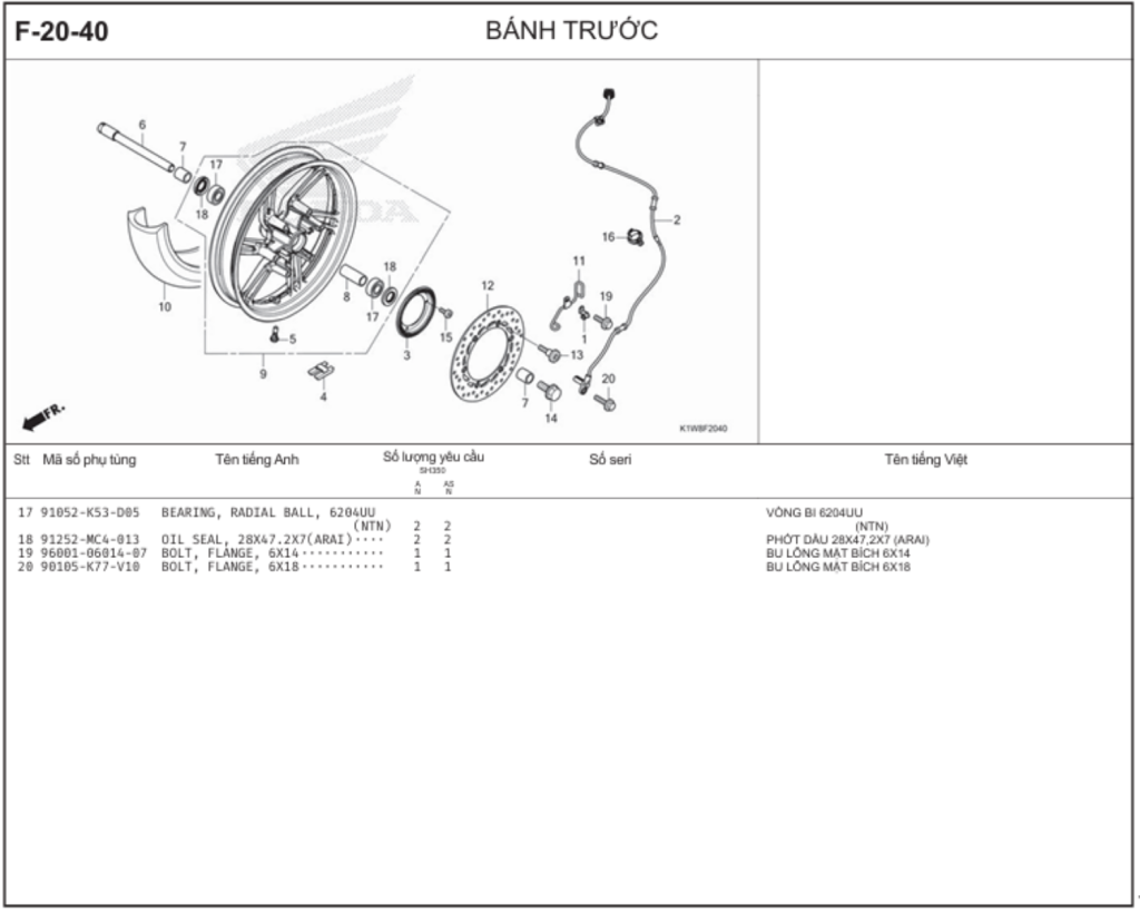F-20-40 - BÁNH TRƯỚC