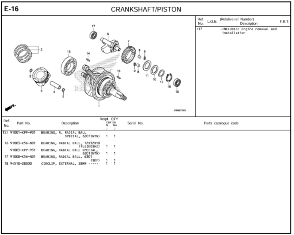 E-16 - CRANKSHAFT/PISTON