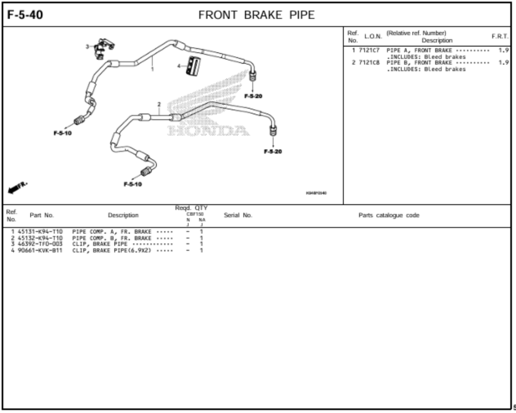 F-5-40 - FRONT BRAKE PIPE