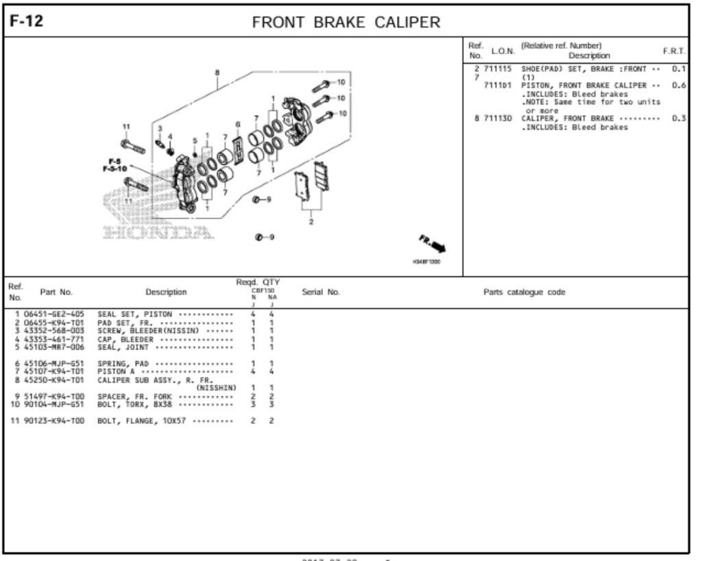 F-12 - FRONT BRAKE CALIPER