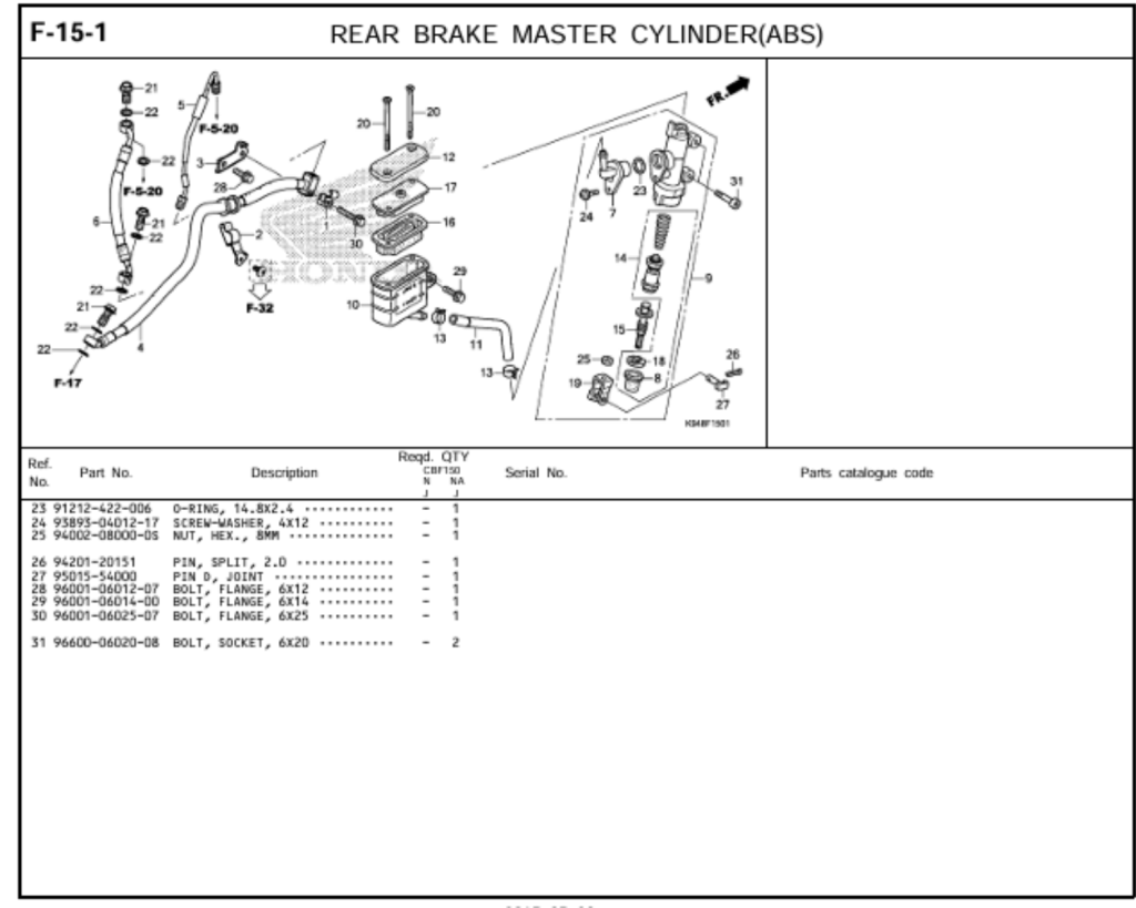 F-15-1 - REAR BRAKE MASTER CYLINDER(ABS)
