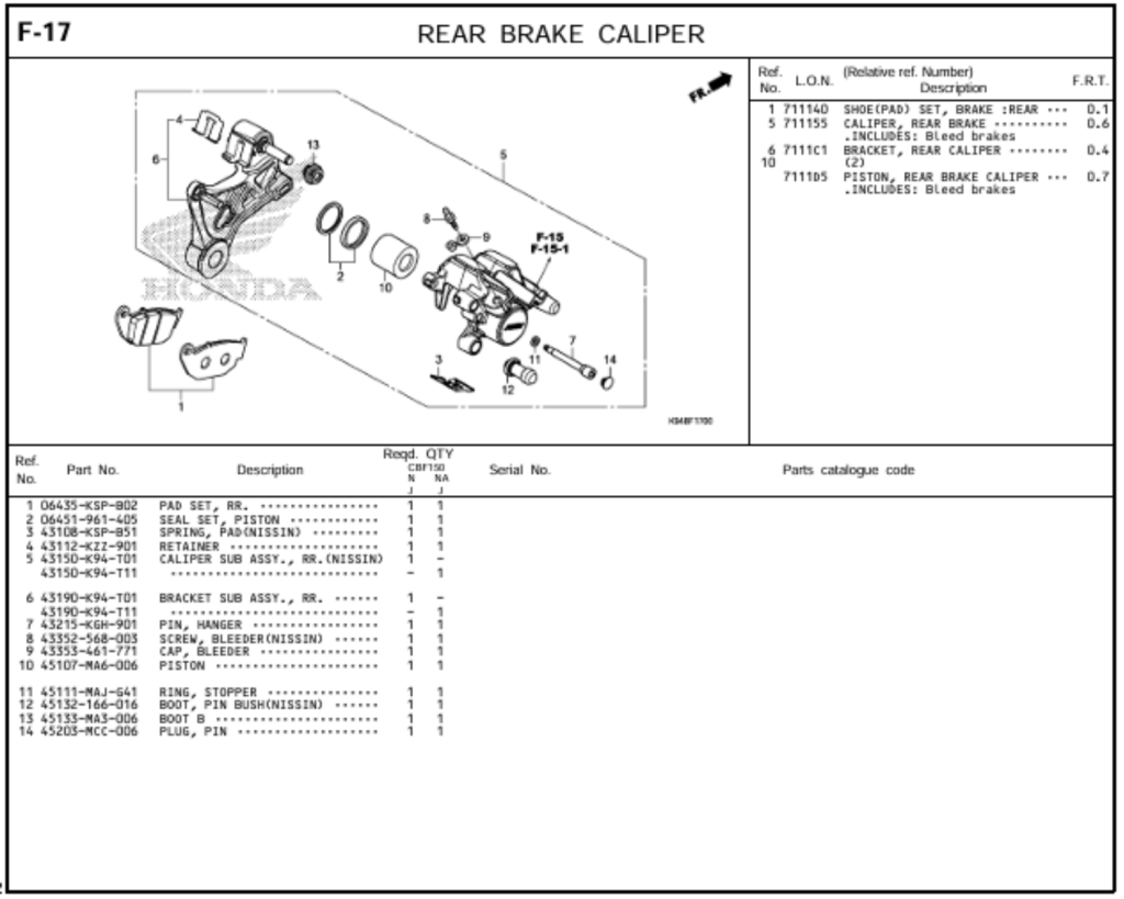 F-17 - REAR BRAKE CALIPER