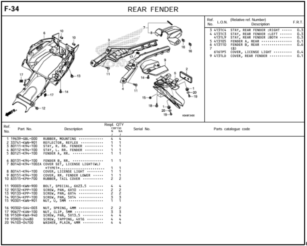F-34 - REAR FENDER