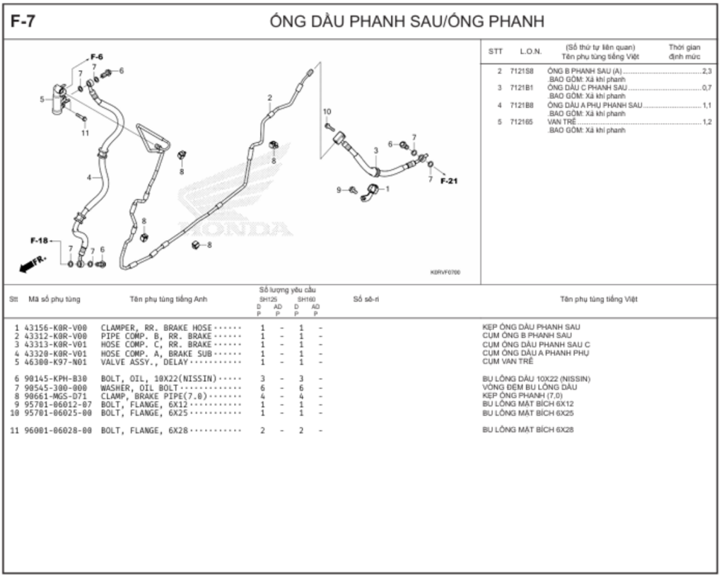 F-7 - ỐNG DẦU PHANH SAU/ỐNG PHANH