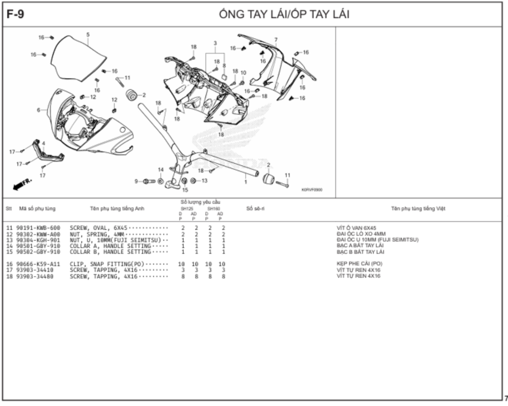 F-9 - ỐNG TAY LÁI/ỐP TAY LÁI