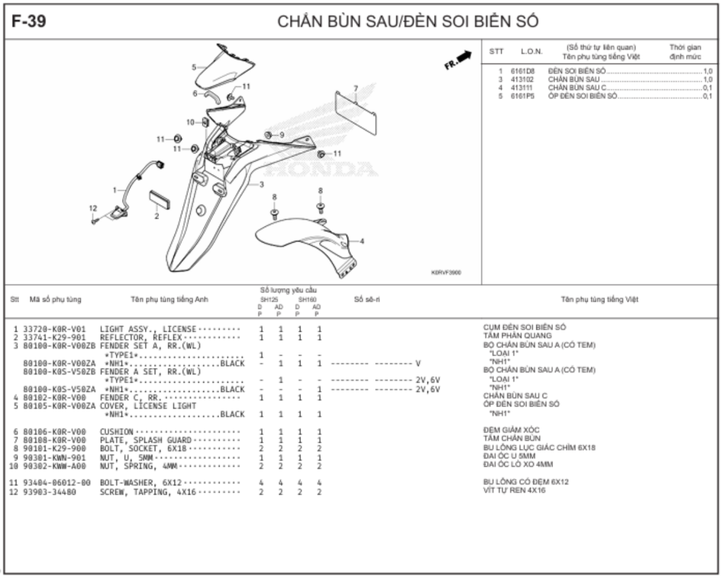 F-39 - CHẮN BÙN SAU/ĐÈN SOI BIỂN SỐ