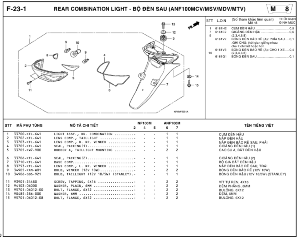 F-23-1 - REAR COMBINATION LIGHT
