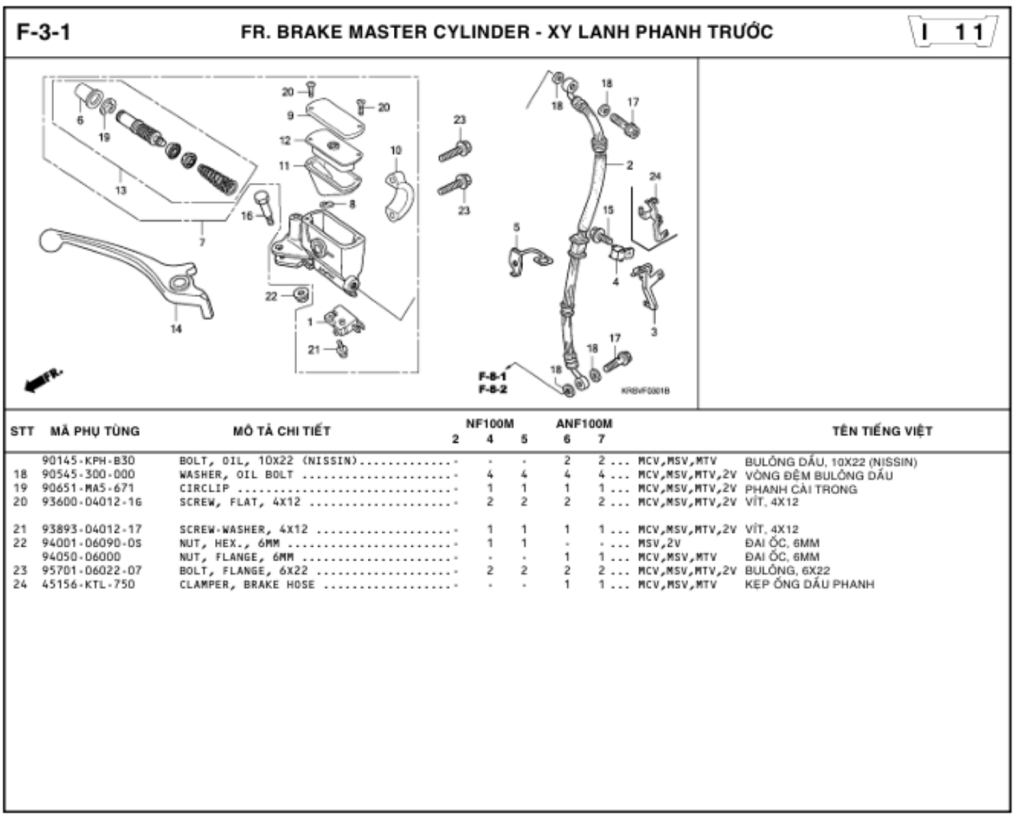 F-3-1 - FR. BRAKE MASTER CYLINDER