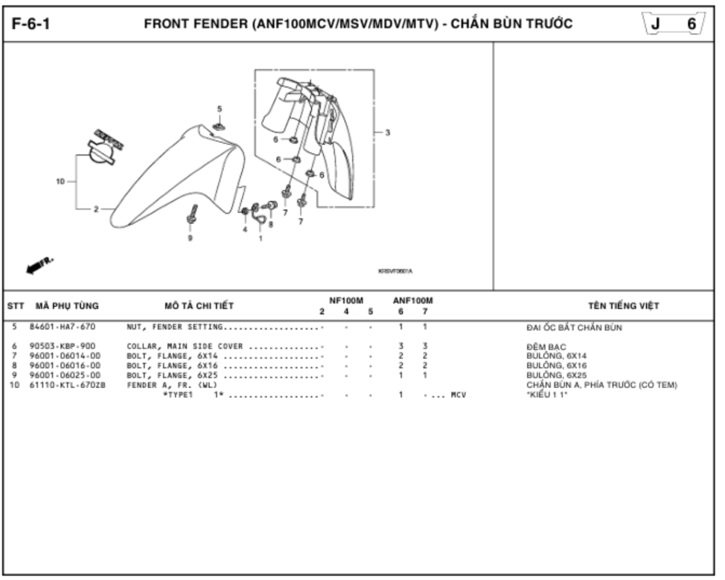 F-6-1 - FRONT FENDER