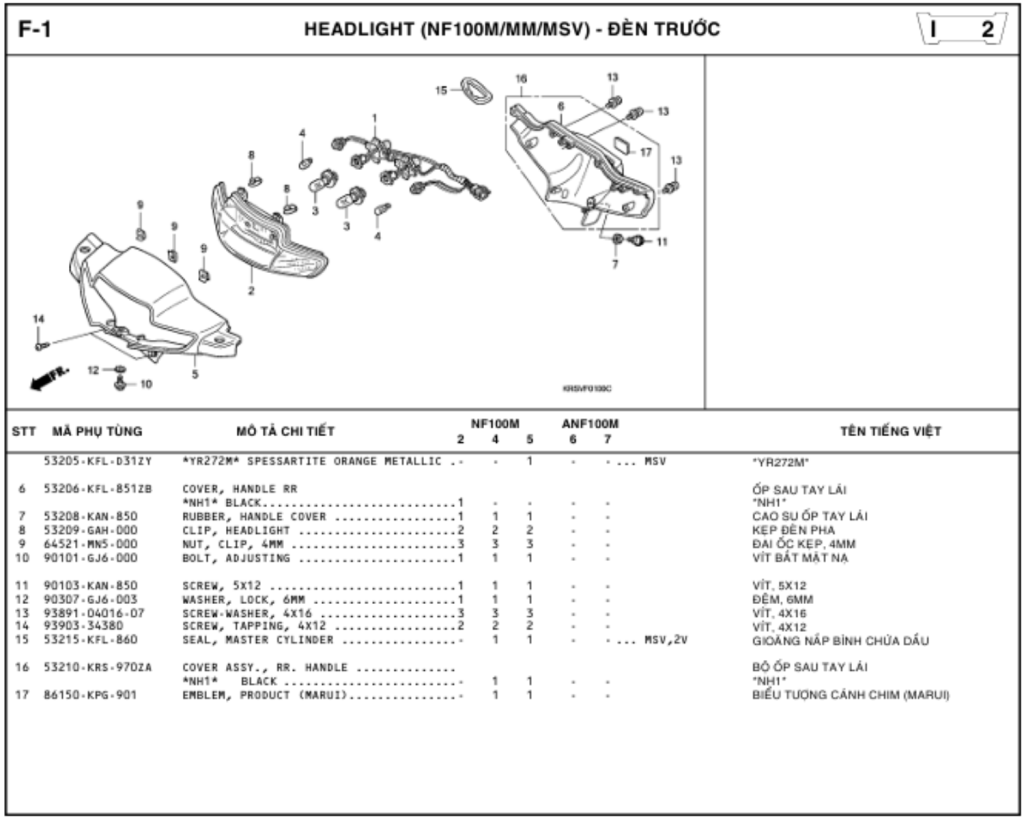 F-1 - HEADLIGHT (NF100M/MM/MSV)