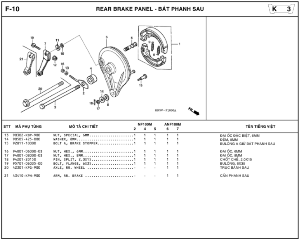F-10 - REAR BRAKE PANEL