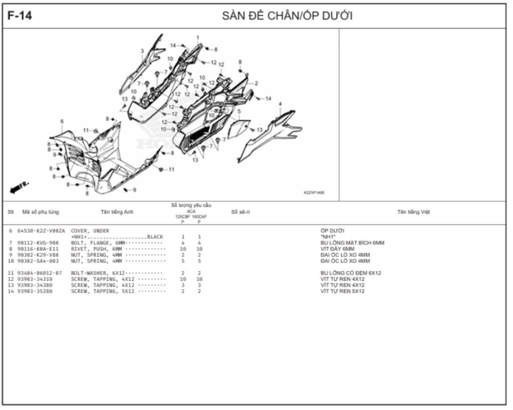 F-14 - SÀN ĐỂ CHÂN/ỐP DƯỚI
