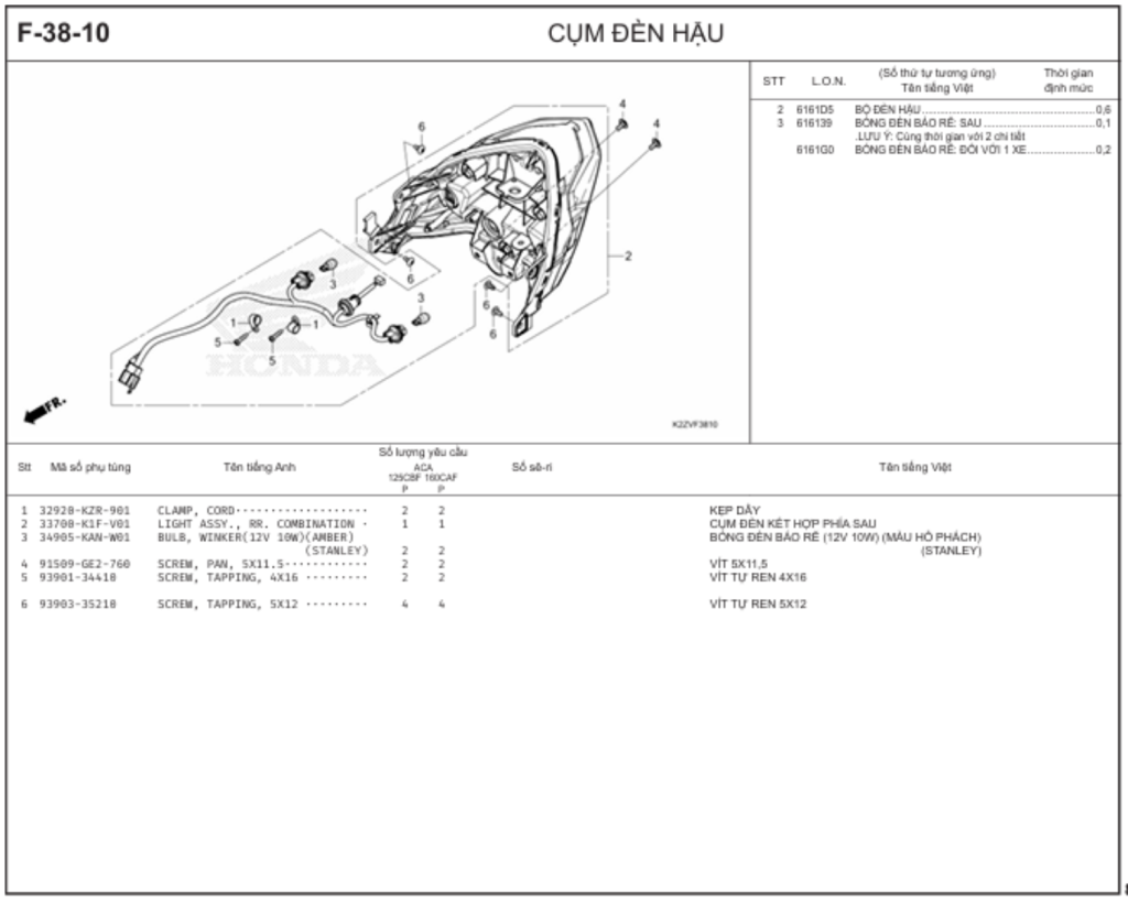 F-38-10 - CỤM ĐÈN HẬU