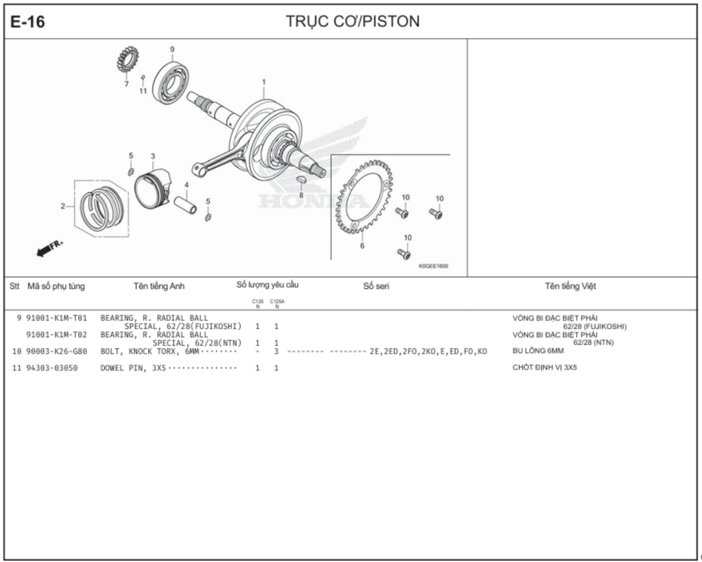 E-16 - TRỤC CƠ/PISTON