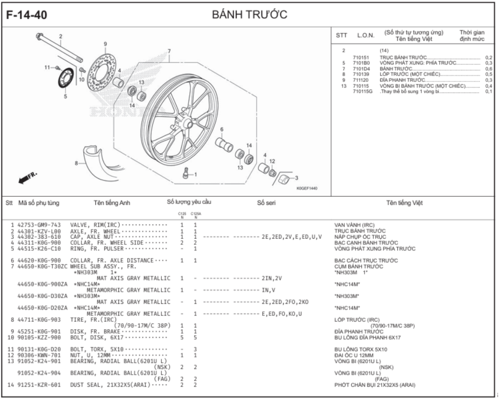 F-14-40 - BÁNH TRƯỚC