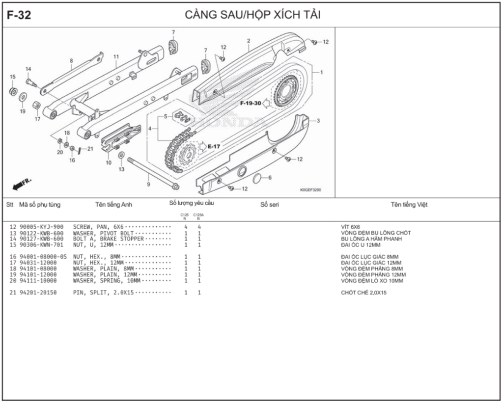 F-32 - CÀNG SAU/HỘP XÍCH TẢI